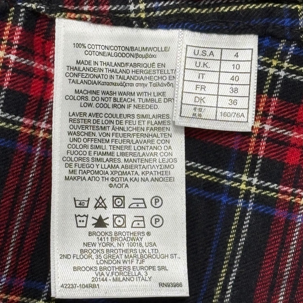 NWT Brooks Brothers Red Plaid Shirt Dress Belted Flannel Heritage Classic Sz 4 - Picture 10 of 12
